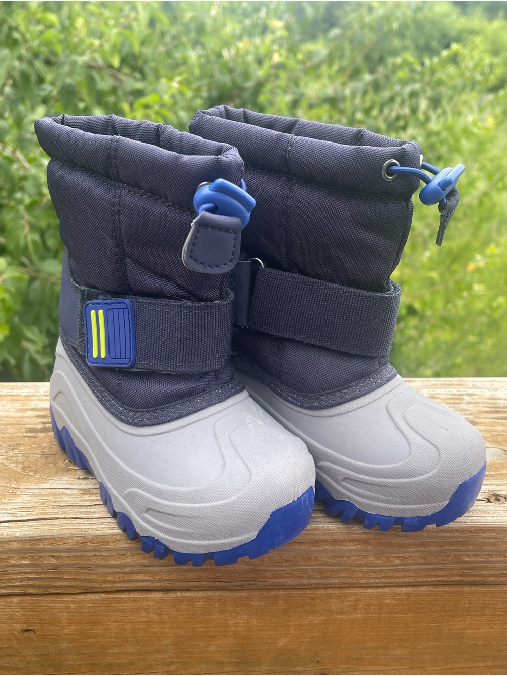 Cat & Jack Navy and Gray Kids Winter Boots with Blue Accents
